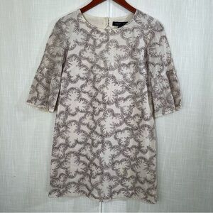 French Connection Bell Sleeve Metallic Embroidery Mini Dress Sz 6‎